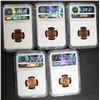 Image 2 : 5 LINCOLN CENTS NGC MS-66 RD