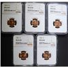 Image 1 : 5 LINCOLN CENTS NGC MS-66 RD