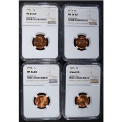 4 -NGC MS66RD LINCOLN CENTS: 2-1973