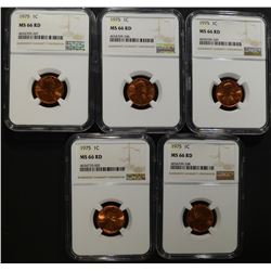5 - 1975 LINCOLN CENTS NGC MS66RD