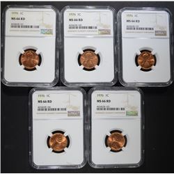5 - 1976 LINCOLN CENTS NGC MS66RD