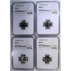 4 - 1966 SMS ROOSEVELT DIMES NGC