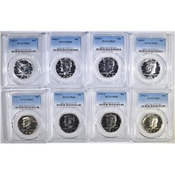 4 1968-S & 4 71-S KENNEDY HALVES PCGS PR-68