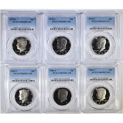 3 1978-S & 3 86-S KENNEDY HALVES PCGS PR-69 DCAM