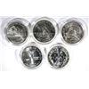 Image 2 : 5 UNC SILVER DOLLARS