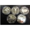 Image 2 : 5 COMMEM PROOF SILVER DOLLARS