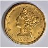 Image 1 : 1905 $5 GOLD LIBERTY  GEM BU