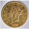 Image 1 : 1877-CC $20 GOLD LIBERTY  AU/BU