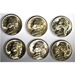 6-GEM BU 1944-D SILVER JEFFERSON NICKELS