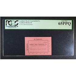 $1 COMMISSARY SCRIP 1890 LOCKHART SHOALS