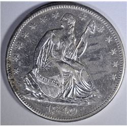1849-O SEATED LIBERTY HALF DOLLAR  AU+