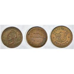 3 CIVIL WAR TOKENS; WHITEHALL, N.Y.,