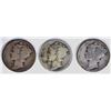 Image 1 : 3-1921-D MERCURY DIMES, GOOD