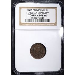 1863 CIVIL WAR TOKEN F-700C-3A NGC MS-62 BN