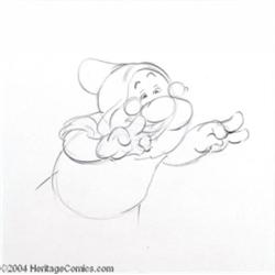 Walt Disney Studios -- "Snow White and the Seven Dwarfs" Original Pencil Animation Drawing. (1937).