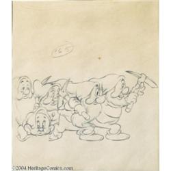 Walt Disney Studios -- "Snow White and the Seven Dwarfs" Original Pencil Animation Drawing. (1937).