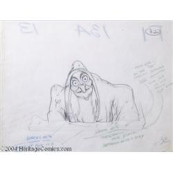 Walt Disney Studios -- "Snow White and the Seven Dwarfs" Original Pencil Animation Drawing. (1937).