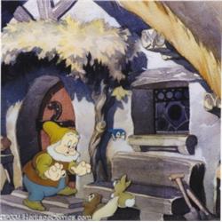 Walt Disney Studios -- "Snow White and the Seven Dwarfs" Original Hand Painted Production Cel and Pr