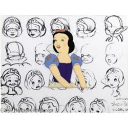 Walt Disney Studios -- "Snow White and the Seven Dwarfs." Hand Painted Presentation Cel and Model Sh