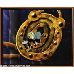 Walt Disney Studios -- "Pinocchio" Original Hand Painted Production Cel and Print Background. (1940)