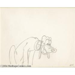 Walt Disney Studios - Pluto Animation Drawing Original Art (circa 1940s).