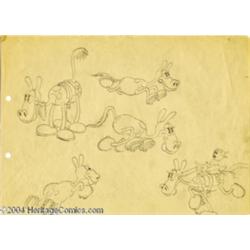 Walt Disney Studios - "Silly Symphonies" Steeplechase Horse Model Sheet Drawing Original Art (Walt D