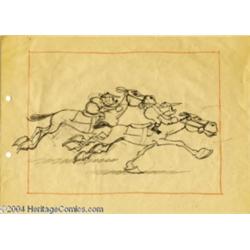 Walt Disney Studios - "Silly Symphonies" Steeplechase Animation Drawing Original Art (Walt Disney, c