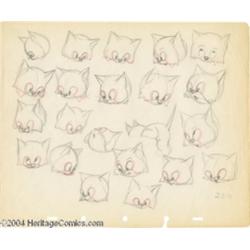 Walt Disney Studios -- "Lend A Paw" Original Pencil Model Sheet. (1941).