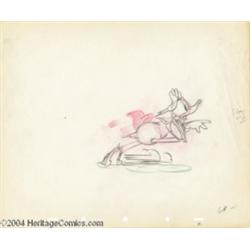 Walt Disney Studios -- "The Hockey Champ" Original Pencil Animation Drawing. (1939).