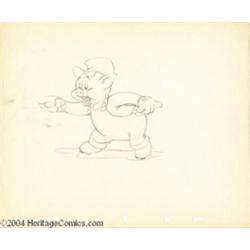 Walt Disney Studios -- "The Practical Pig" Original Pencil Animation Drawing. (1939).