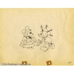 Walt Disney Studios - "Mickey's Mellerdrammer," Pencil Animation Drawing Original Art (Walt Disney, 