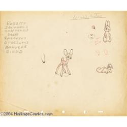 Walt Disney Studios -- "Snow White and the Seven Dwarfs" Original Pencil Model Sheet. (1937).