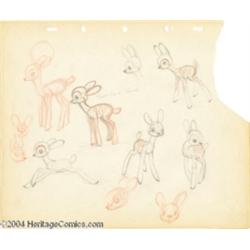 Walt Disney Studios -- "Snow White and the Seven Dwarfs" Original Pencil Model Sheet. (1937).