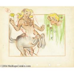 Walt Disney Studios -- "Fantasia" Original Story Board Sketch. (1940).