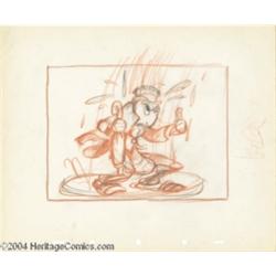 Walt Disney Studios -- "Pinocchio" Original Story Board Sketch. (1940).
