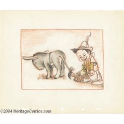 Walt Disney Studios -- "Pinocchio" Original Story Board Sketch. (1940).