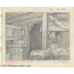 Walter Lantz Productions -- Original Pencil Background Layout (1940s).