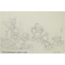 Carl Barks - Uncle Scrooge McDuck "This Dollar Saved My Life at White Horse" Preliminary Sketch Orig
