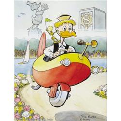 Carl Barks - Gyro Gearloose "Motorized Unicycle" Painting Original Art (undated)