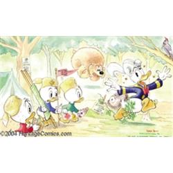 Patrick Block - Donald Duck "The Sap Is Running Through the Trees" Painting Original Art (1996).