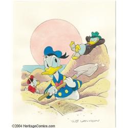 William Van Horn - Donald Duck "Lost Ruby" Watercolor Painting Original Art (Unpublished, 1992).