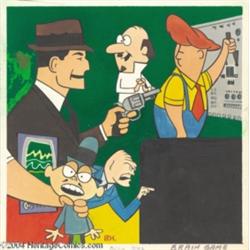 Dick Tracy "Brain Game" Super 8 Cartoon Painted Box Original Art With NMIB Film (UPA, 1961).