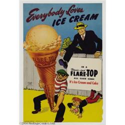 Dick Tracy Flare-Top Ice Cream Cones Advertising Poster (Flare-Top, 1947).