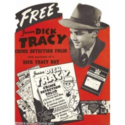 Junior Dick Tracy Crime Detection Folio Offer Counter-Top Sign (Miller Bros. Hat, 1942-49).