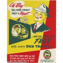 Dick Tracy Hat Promotional Sign (Miller Brothers Hat Co., 1940s).