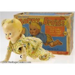 Dick Tracy's Bonny Braids Mechanical Doll with Box (Marx Toys, 1952).