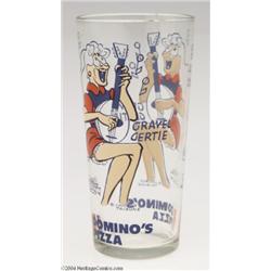 Dick Tracy - Domino's Pizza Gravel Gertie Prototype Glass (Domino's, late 1970s).