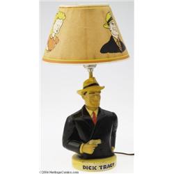 Dick Tracy Figural Ceramic Lamp, Painted (Plasto Mfg., 1951).