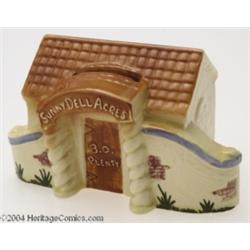 Dick Tracy Sparkle Plenty Sunny Dell Acres Ceramic Bank (Nouvelle Pottery, 1950s).