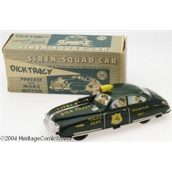 Dick Tracy Squad Car No. 1 in Box - Dark Green, Friction Drive (Marx, circa 1949-52).